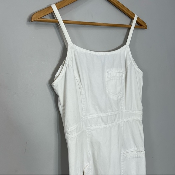 Vintage White Maxi Dress Adjustable Straps Cotton Minimalist Euro Vacay Sundress - Picture 3 of 10
